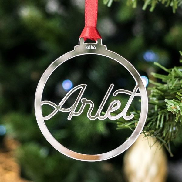 Bola de Navidad silueta espejo personalizada con nombres (circular)