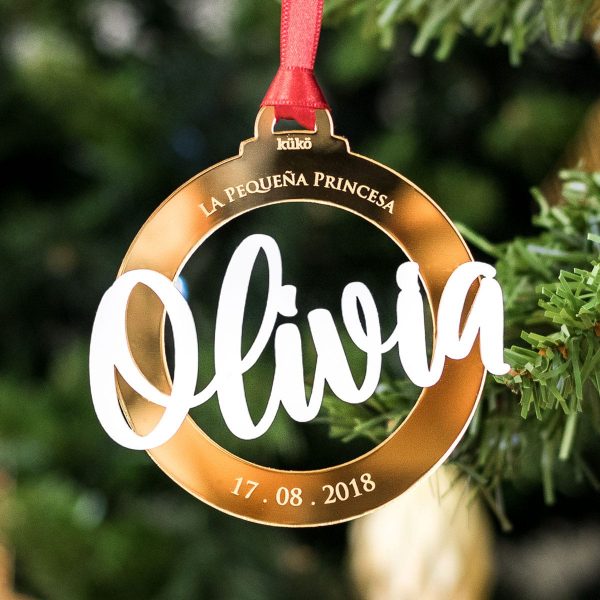 Bola de Navidad personalizada con nombre y fecha de nacimiento