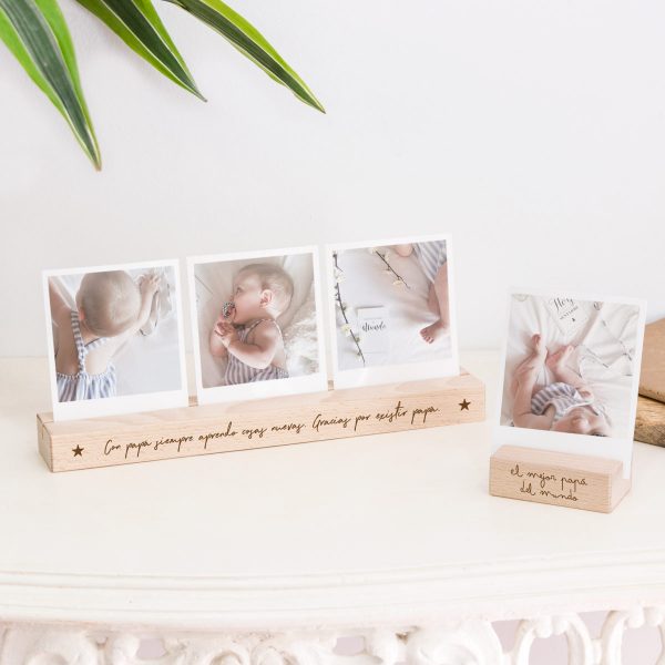 Base de fotos personalizable de madera de Haya maziza. Distintos tamaños para escoger.