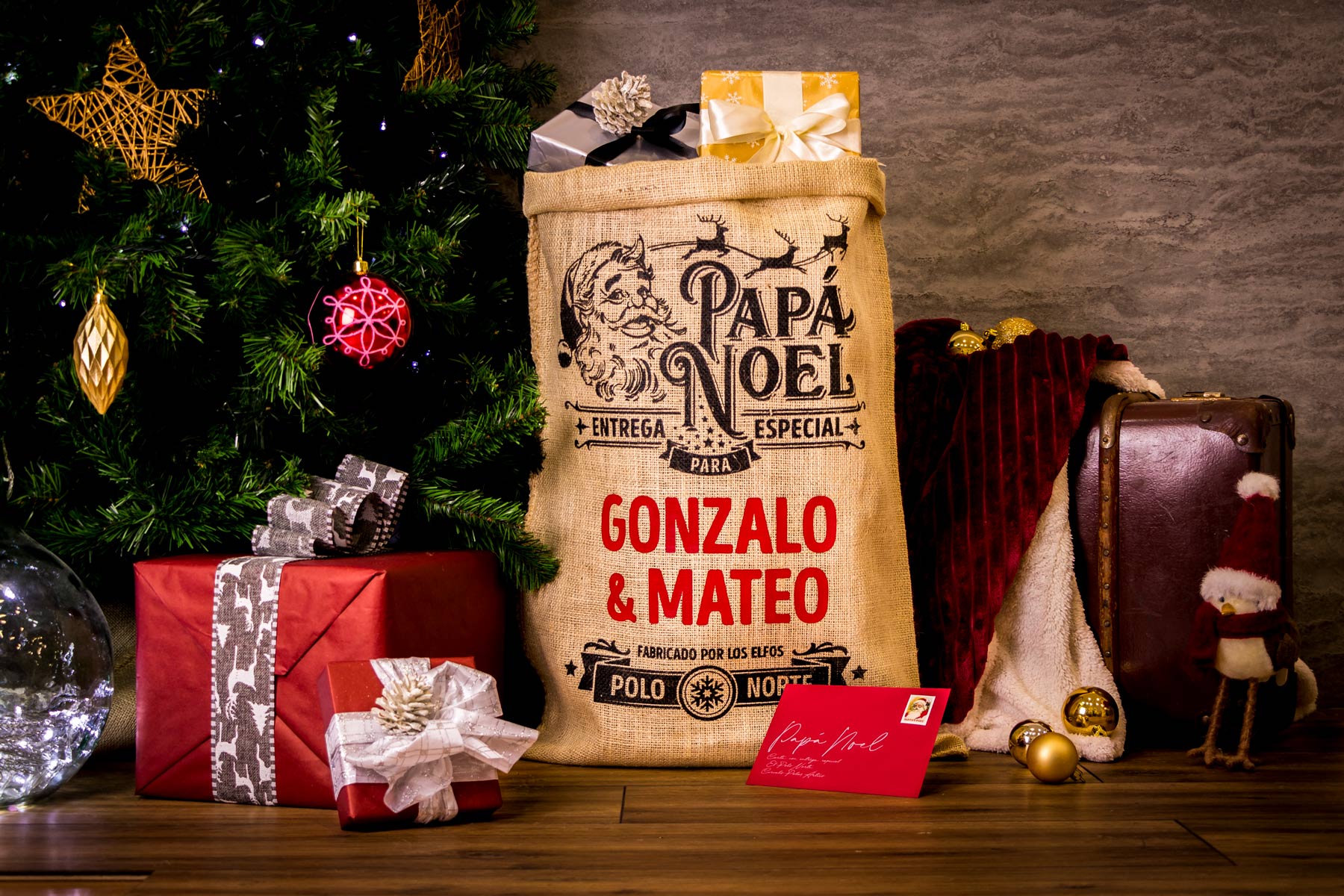 Kuko Studio - Saco papá Noel personalizable (8) Saco de papá Noel de alta calidad y acabados reforzados personalizable con nombre.
